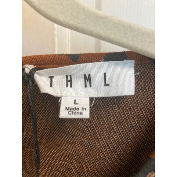 NWT THML Blouse Black & Animal Print Size L - Picture 2 of 10